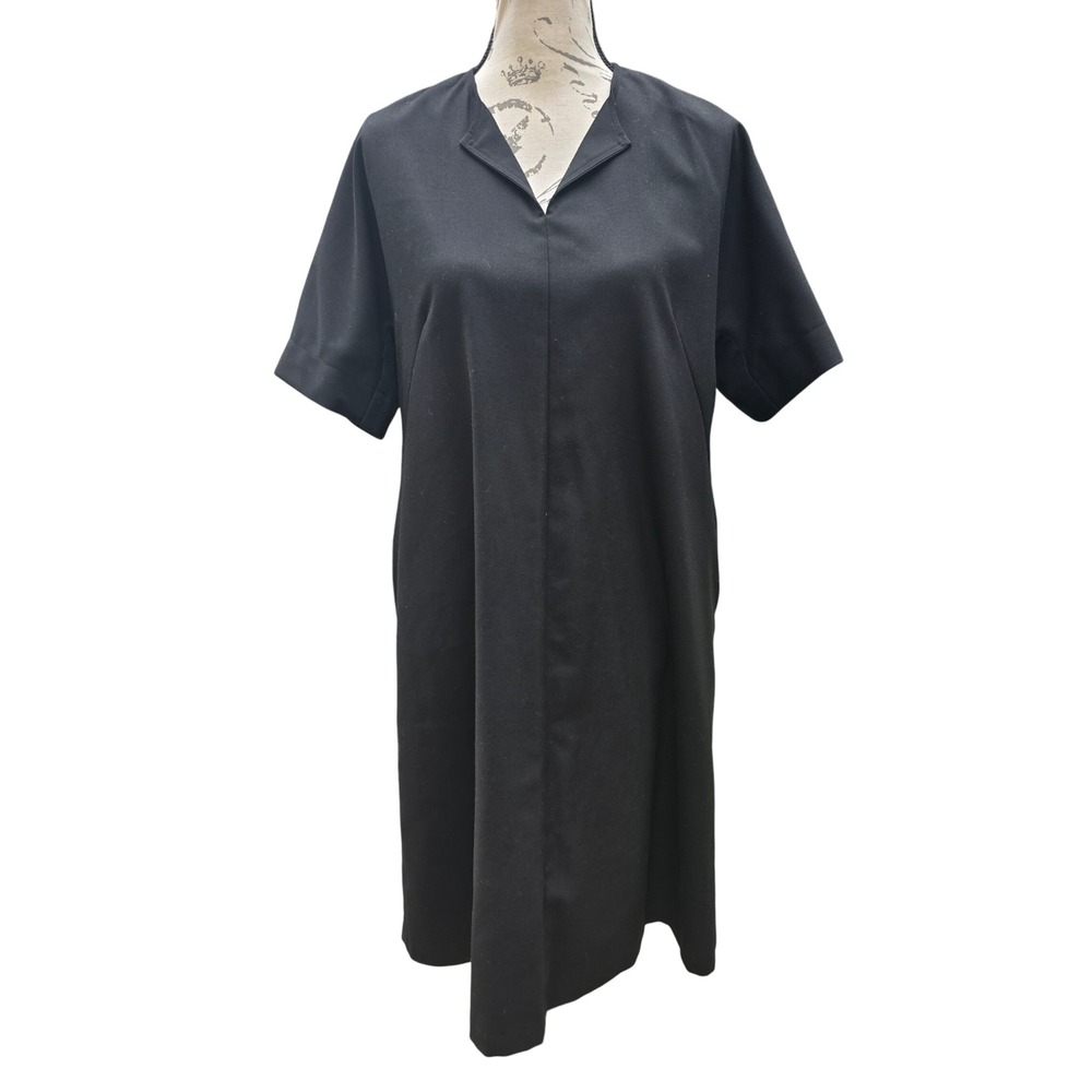 Tiffany & Co Wardrobe Black Short Sleeve Sheath Midi‎ Dress Minimalist Style M